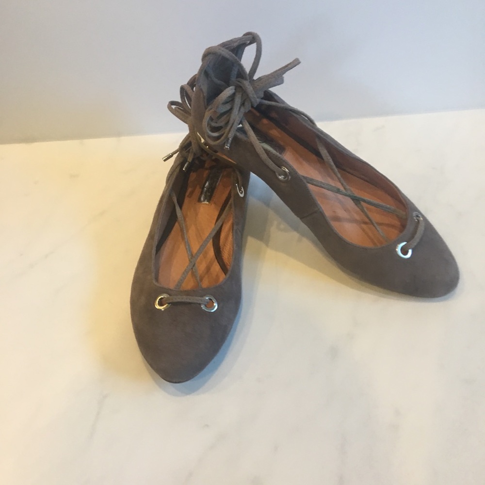 Halogen NELLA Lace-Up Ghillie Flats w/ silver heel
